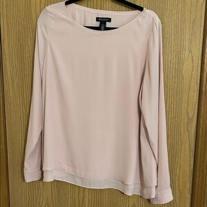 White House Black Market Women's Pink Long Sleeve Blouse